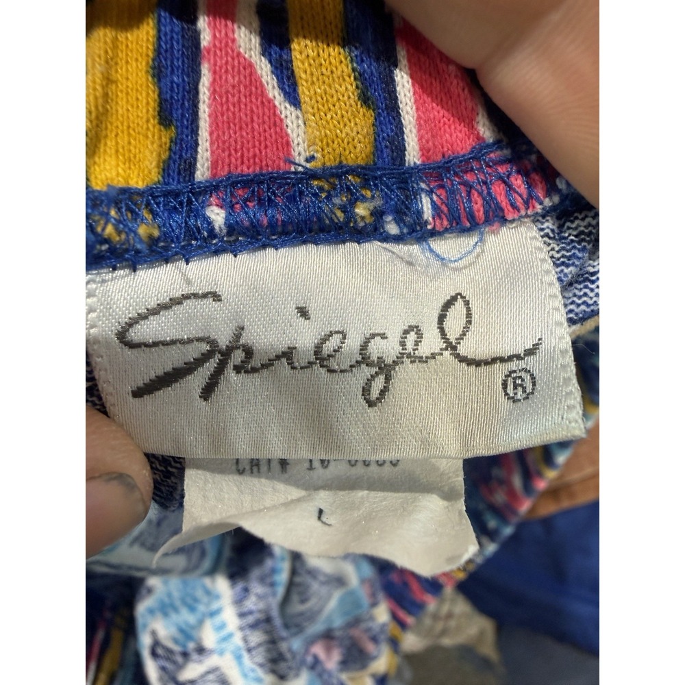 Spiegel Women's Blue Yellow Pink Abstract Print Casual Shorts Size L - Picture 4 of 5